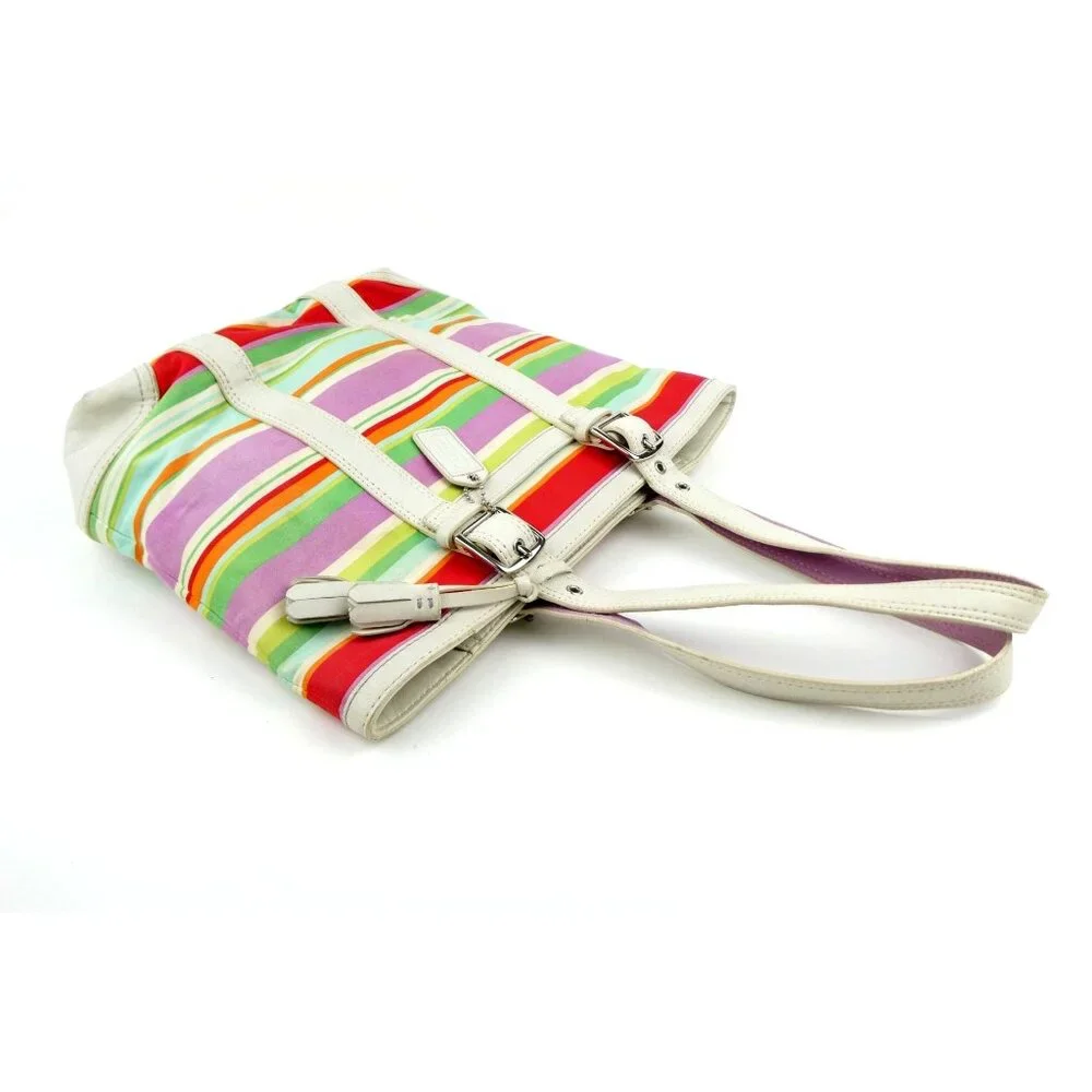 Coach Hampton‎ Multicolor Striped Tote Bag F10705 - Picture 4 of 16